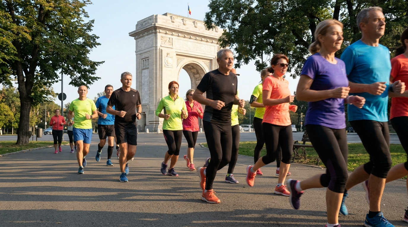 Adulți activi care practică exerciții de mobilitate în aer liber