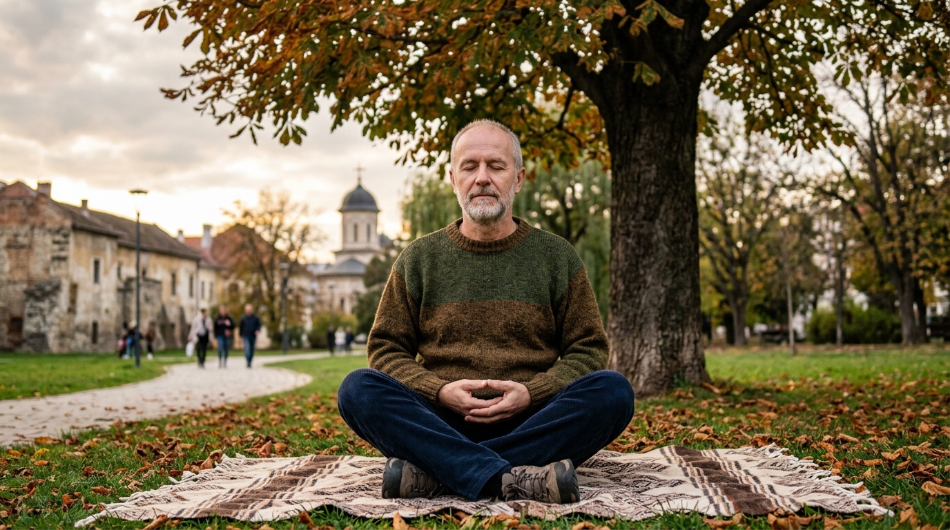 Adulți practicând yoga și stretching în parc, exerciții pentru mobilitate corporală